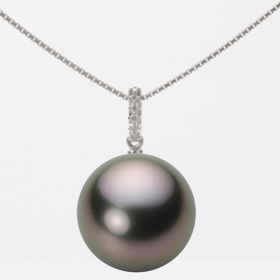 [ムーンレーベル 公式] ブラックパール ネックレス 14mm 黒蝶 真珠 ペンダント K18WG ホワイトゴールド レディース NB00014R22RB01495W