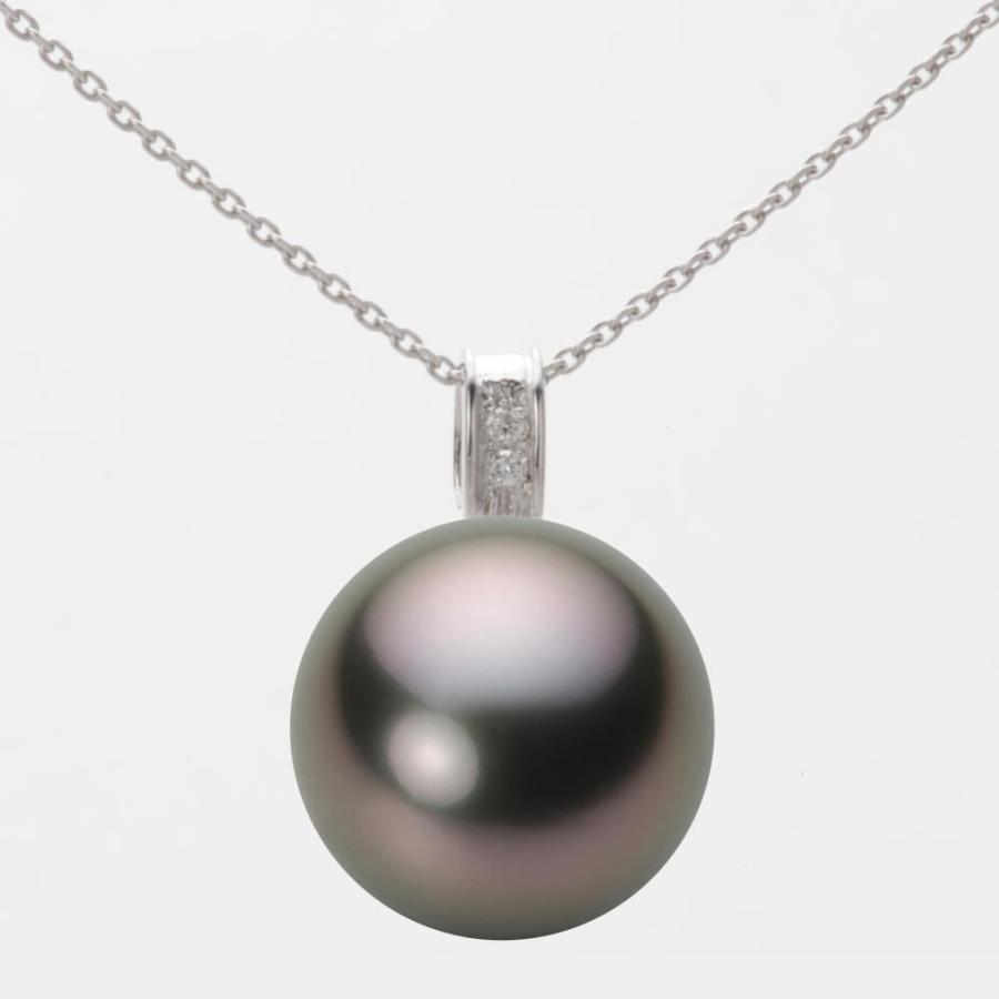 [ムーンレーベル 公式] ブラックパール ネックレス 14mm 黒蝶 真珠 ペンダント K18WG ホワイトゴールド レディース NB00014R22RB0647W0