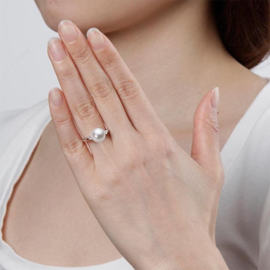 ムーンレーベル 公式] 南洋真珠 指輪 9mm 白蝶 真珠 リング K18WG