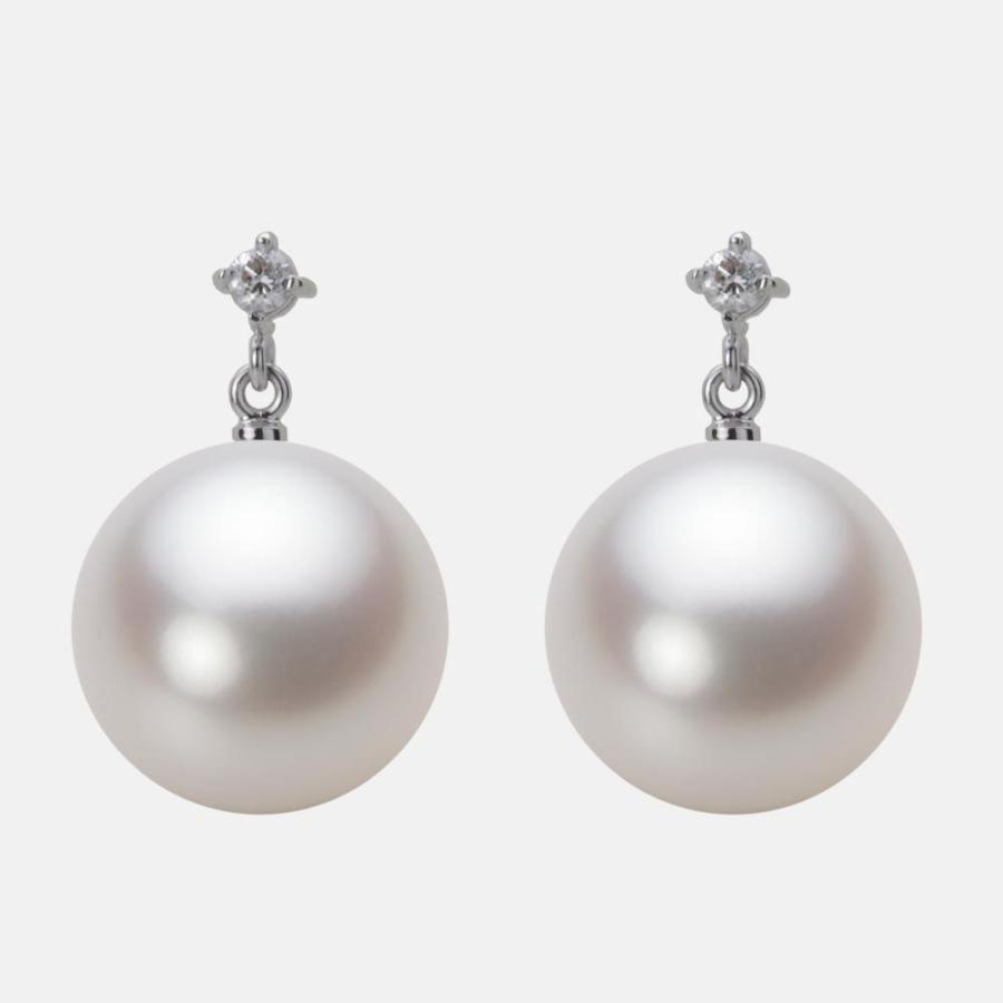 南洋白蝶真珠パールブラピアス 12mm ホワイトカラー K14WG製 南洋白蝶