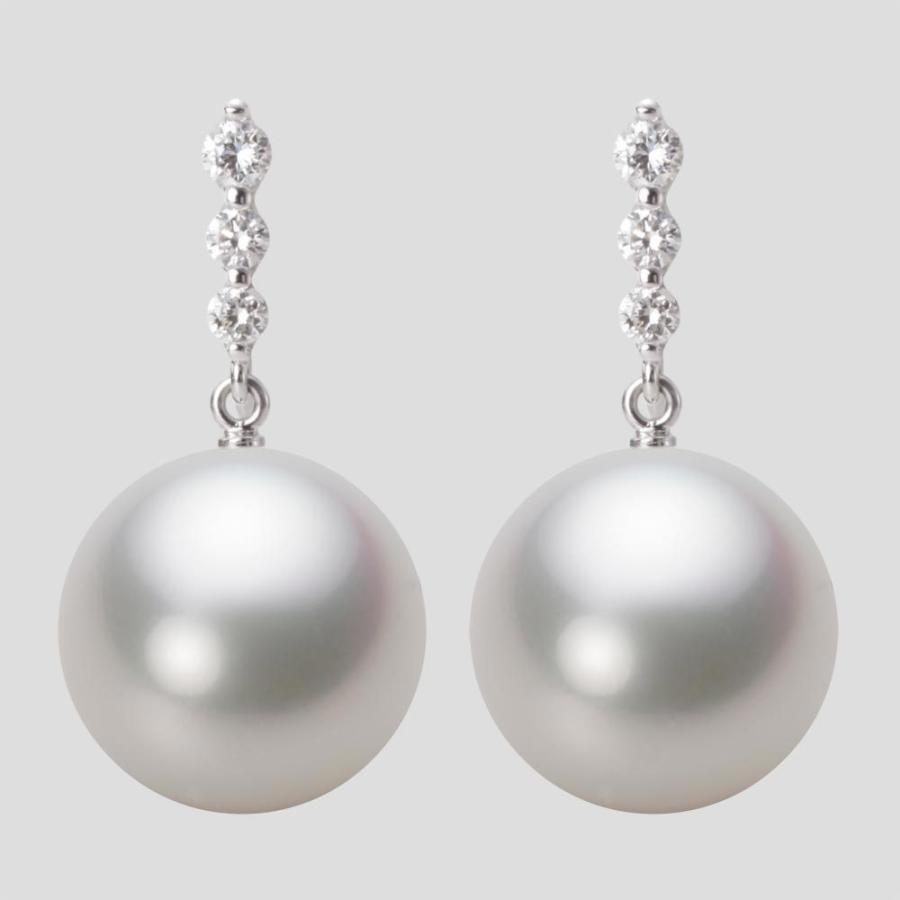 [ムーンレーベル 公式] 南洋真珠 イヤリング 14mm 白蝶 真珠 イヤリング K18WG ホワイトゴールド レディース NW00014R22WH0805W0