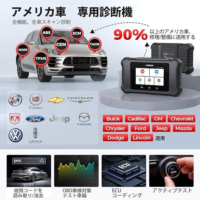LAUNCH CRE FGC アメ車用 obd2 診断機 日本語 車 ECU コーディング 