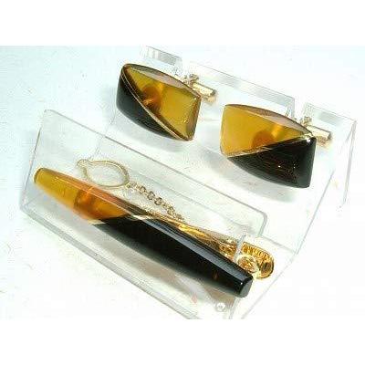 新品未使用！ 本べっ甲 タイ止 カフスセット 黒と白を18金で次分 おしゃれな メンズ ネクタイピン ワニロ式 とカフスボタン 【OCQ5614669226】(20093円)