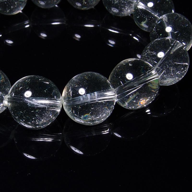 ガネッシュヒマール産ヒマラヤ水晶14mm玉ブレスレット（稀少な手磨き品）内寸約15cm〜 BK008の画像