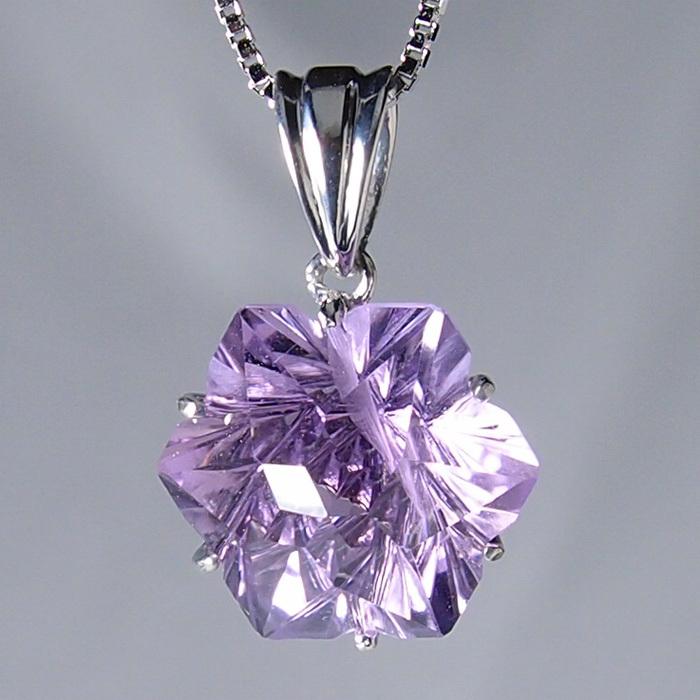 アメシスト（紫水晶）銀の花ペンダント　N436 | ブランド登録なし
