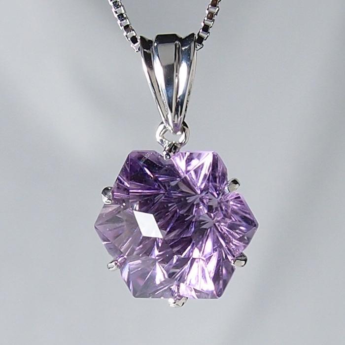 アメシスト（紫水晶）銀の花ペンダント　N438 | ブランド登録なし