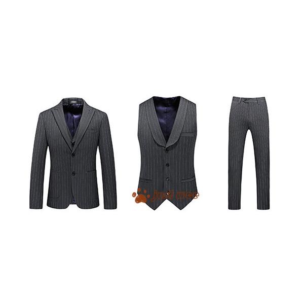 最安値で メンズ ビジネススーツ スーツ ストライプ柄 結婚式 紳士服 ビジネス 上下3点セット スリピース 細身 ベスト スーツ シングル スーツセットアップ 結婚式 メンズ ビジネススーツ 高品質 紳士服 3点セット シングル細身 ビジネススーツ