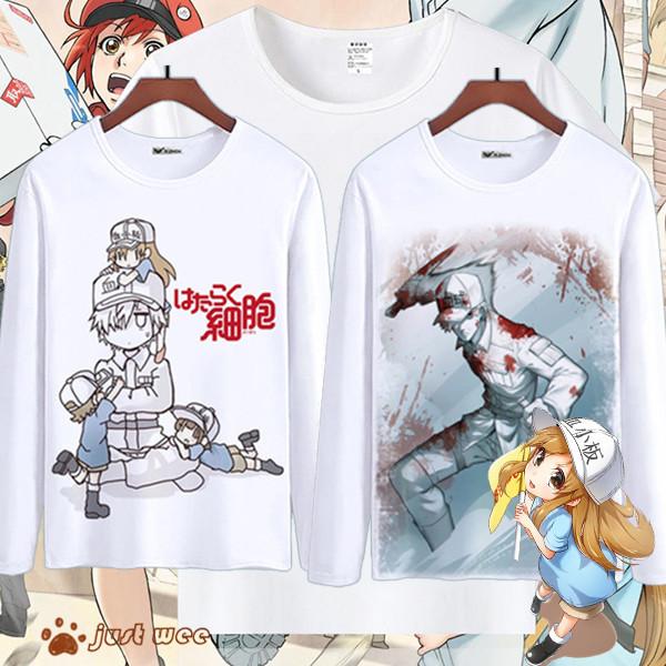 はたらく細胞 赤血球 白血球 柔らかい 長袖 トップス 大人気 キャラクターグッズ アニメ 痛服 可愛い Tシャツ