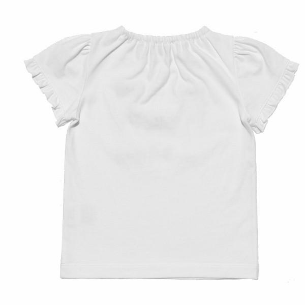 子供服 女の子 Tシャツ 半袖 普段着 ベビー 綿100％ リボン プリント リボン付き フリル 袖 ピンク オフホワイト 80cm 90cm むーのんのん moononnon｜moononnon｜05