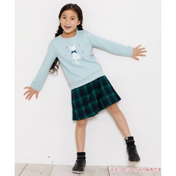 子供服 女の子 キュロット 膝丈 普段着 通学着 チェック柄 スカート風キュロットパンツ グリーン 1cm 130cm 140cm 150cm むーのんのん Moononnon Moononnon 通販 Yahoo ショッピング