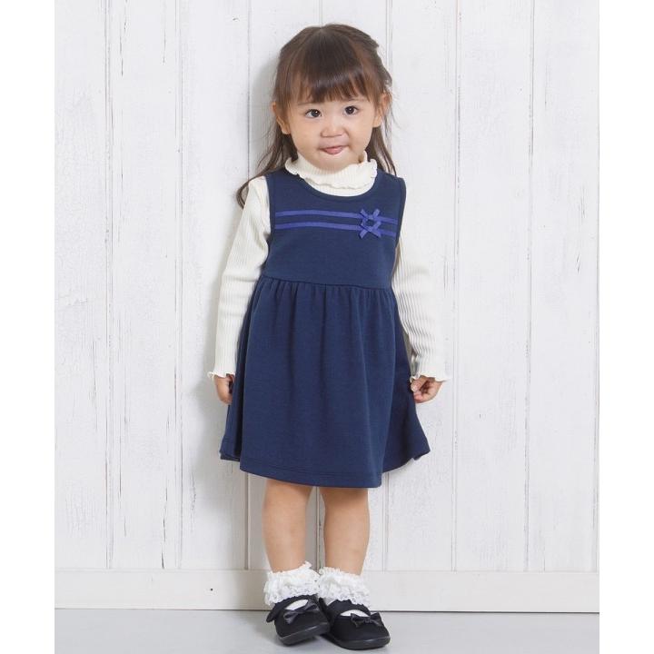 子供服 女の子 ワンピース ジャンパースカート ノースリーブ 普段着 お出かけ着 ベビーサイズ リボンつきダブルニット素材 むーのんのん Moononnon Moononnon 通販 Yahoo ショッピング