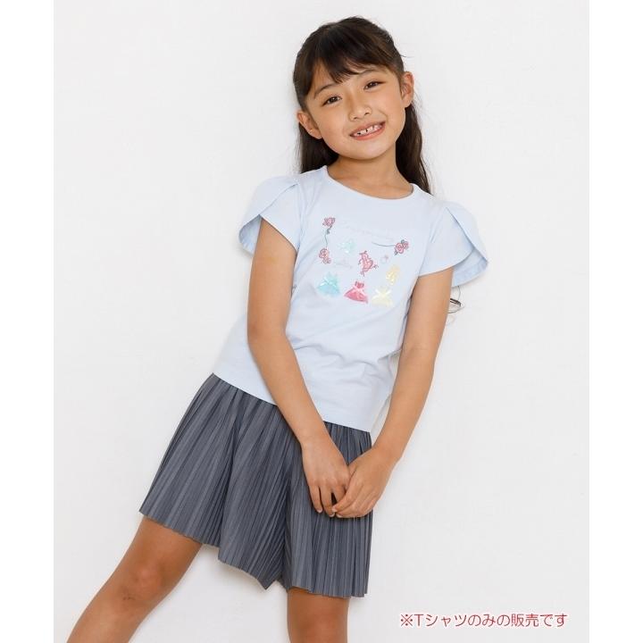 アウトレットセール 100cm限定 子供服 女の子 Tシャツ 半袖 通学着　お花＆バレエ刺繍 ピンク ブルー むーのんのん moononnon｜moononnon｜14