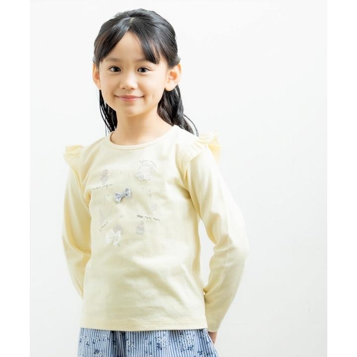 子供服 女の子 Tシャツ 長袖 普段着 通学着 綿100％音符モチーフラメプリント イエロー グリーン 120cm 130cm 140cm 150cm 160cm むーのんのん moononnon｜moononnon｜10