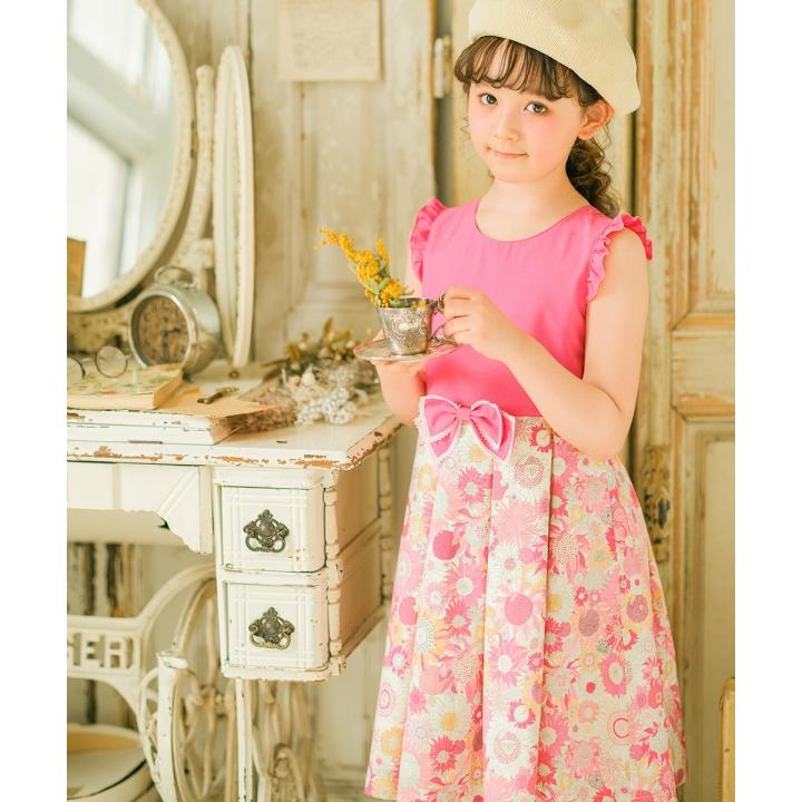 MOONONNON むーのんのん 子供服 女の子 ワンピース 夏服 ノースリーブ 
