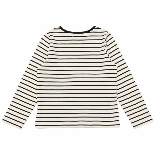 子供服 女の子 Tシャツ 秋冬 長袖 綿100％ ロンＴ キッズ ジュニア ボーダー カットソー 長そで ピアノ 音符 ワッペン アップリケ むーのんのん moononnon｜moononnon｜20