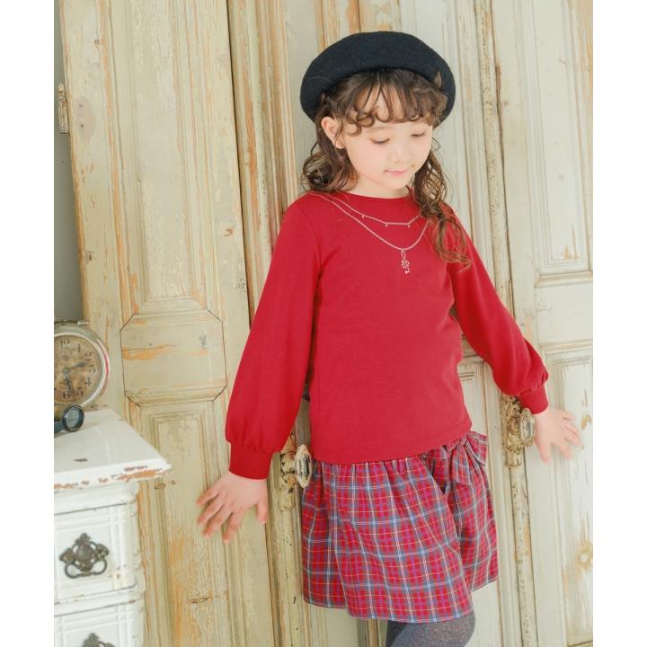 子供服 女の子 Tシャツ 秋冬 長袖 キッズ ジュニア 音符 ライン  