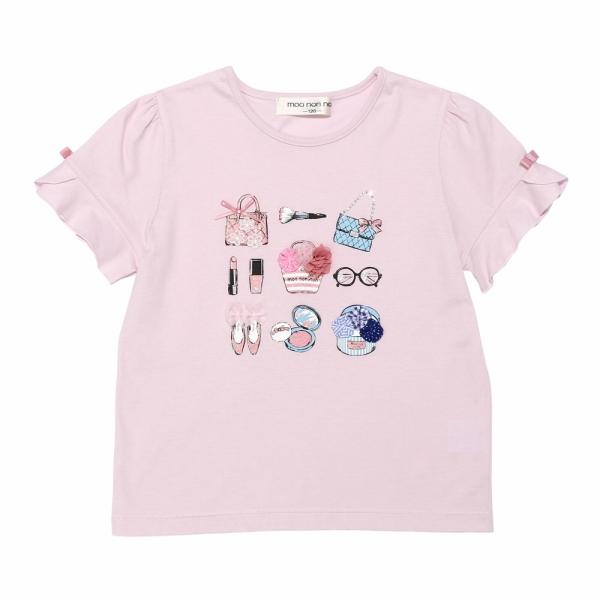 子供服 女の子 Tシャツ 春夏 半袖 子ども服 こども キッズ ジュニア 綿100％ コットン プリント お花 リボンフリル ピンク ブルー むーのんのん moononnon｜moononnon｜10