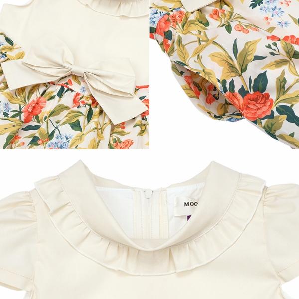 むーのんのん 子供服 女の子 ワンピース ジャンパースカート 夏服 半袖 日本製 セミフォーマル 発表会 結婚式 お出かけ フリル 花柄 リボン チュール MOONONNONの画像