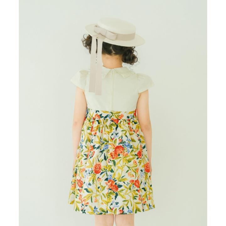 むーのんのん 子供服 女の子 ワンピース ジャンパースカート 夏服 半袖 日本製 セミフォーマル 発表会 結婚式 お出かけ フリル 花柄 リボン チュール MOONONNONの画像