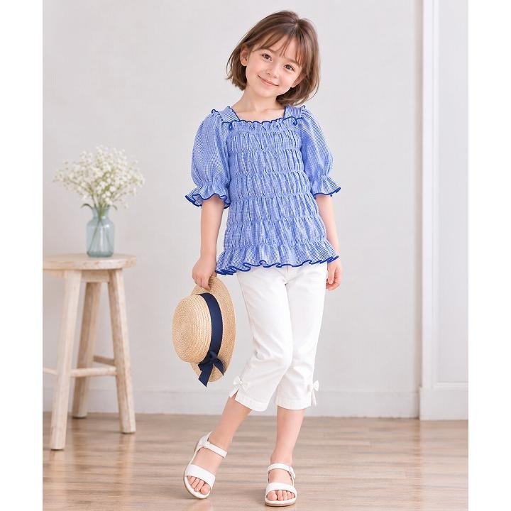 MOONONNON（むーのんのん） 子供服 女の子 Tシャツ 夏服 半袖 ギンガム