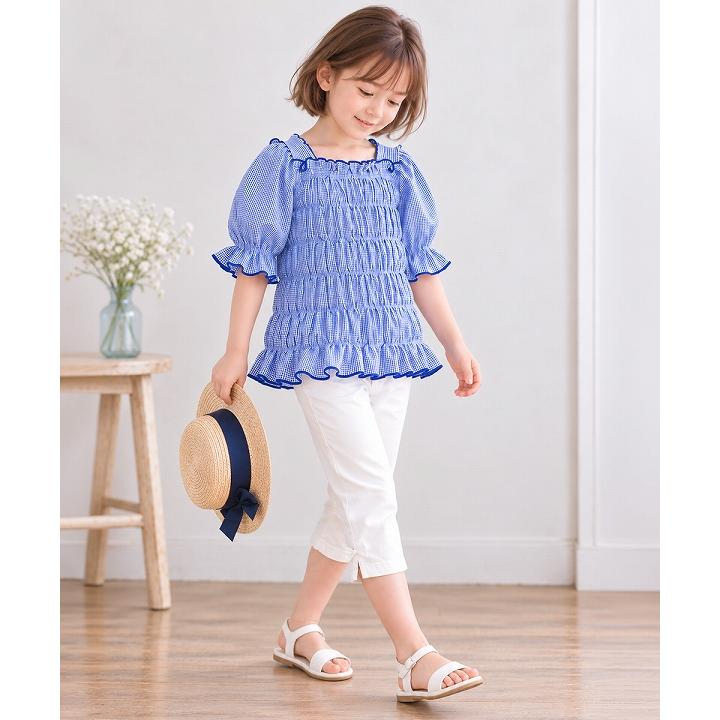 MOONONNON（むーのんのん） 子供服 女の子 Tシャツ 夏服 半袖 ギンガム