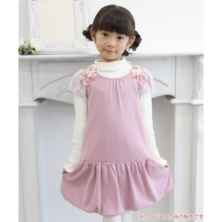 子供服 女の子 ワンピース ジャンパースカート 半袖 お出かけ着 発表会 結婚式 レース お花モチーフ付きバルーンかぶりタイプ むーのんのん Moononnon Moononnon 通販 Yahoo ショッピング