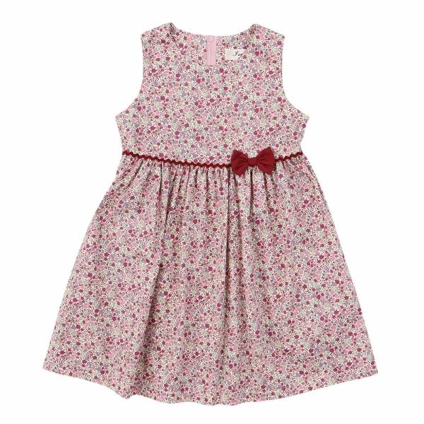 むーのんのん 子供服 女の子 ワンピース ジャンパースカート 春夏 お出かけ着 フォーマル 発表会 結婚式 日本製 綿100％ 花柄 ピンク ブルー パープル moononnonの画像