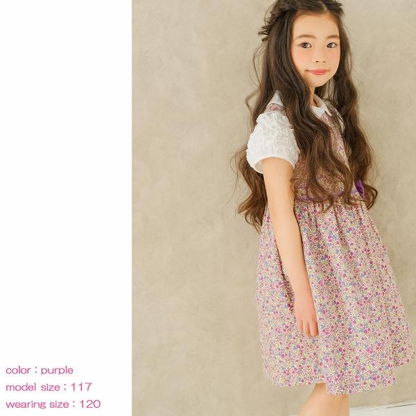 むーのんのん 子供服 女の子 ワンピース ジャンパースカート 春夏 お出かけ着 フォーマル 発表会 結婚式 日本製 綿100％ 花柄 ピンク ブルー パープル moononnonの画像