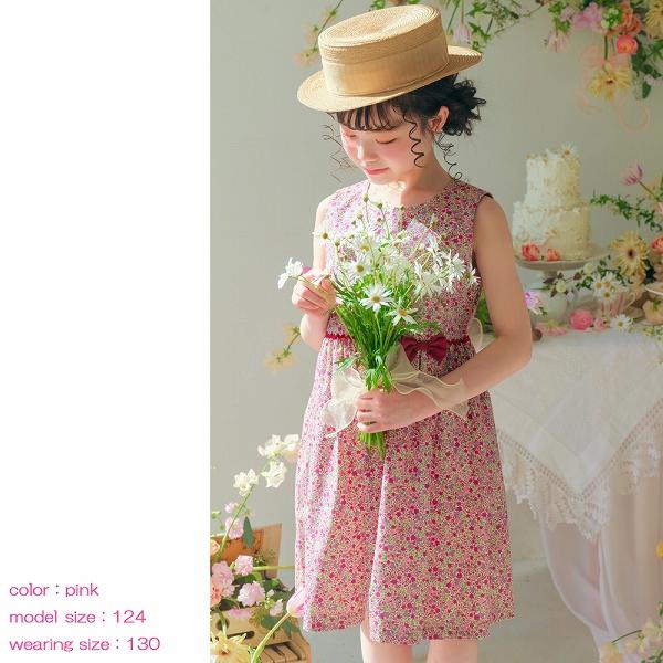 むーのんのん 子供服 女の子 ワンピース ジャンパースカート 春夏 お出かけ着 フォーマル 発表会 結婚式 日本製 綿100％ 花柄 ピンク ブルー パープル moononnonの画像