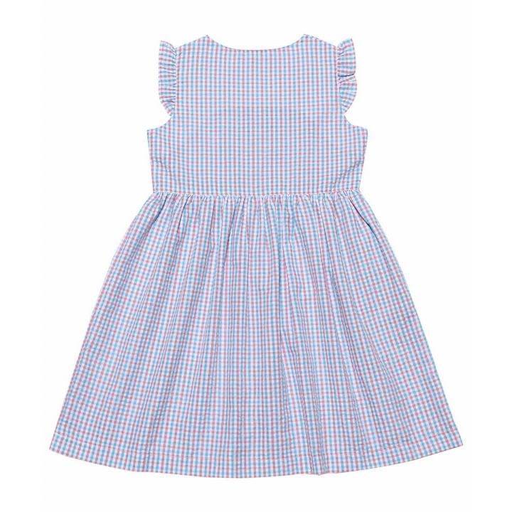 子供服 女の子 ワンピース ノースリーブ 普段着 通学着 お出かけ着 サッカー生地チェック柄リボン フリル付きギャザー アイアムマリリン Iammarilyn Moononnon 通販 Yahoo ショッピング