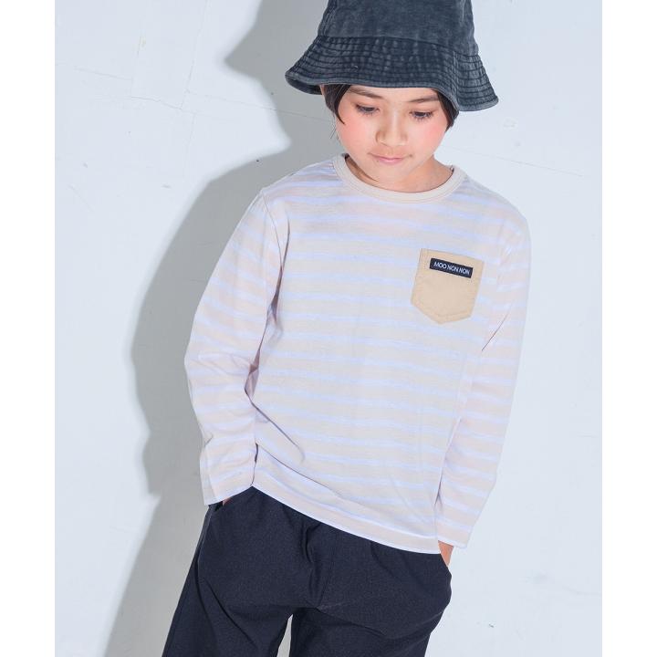 子供服 男の子 Tシャツ 春夏 長袖 こども服 子ども服 tシャツ ロンT ベビー キッズ ジュニア 綿100％ ボーダー ロゴ ポケット むーのんのん moononnon｜moononnon｜04