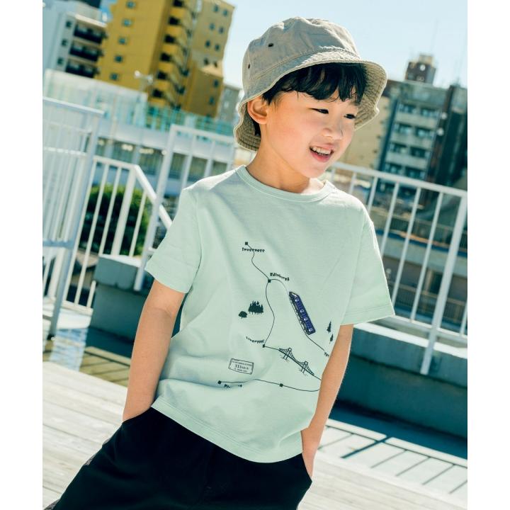 子供服 男の子 Tシャツ 春夏 半袖 子ども服 こども キッズ ベビー 綿100％ コットン 電車 ワッペン ロゴ プリント 路線図 ティーシャツ むーのんのん moononnon｜moononnon｜05