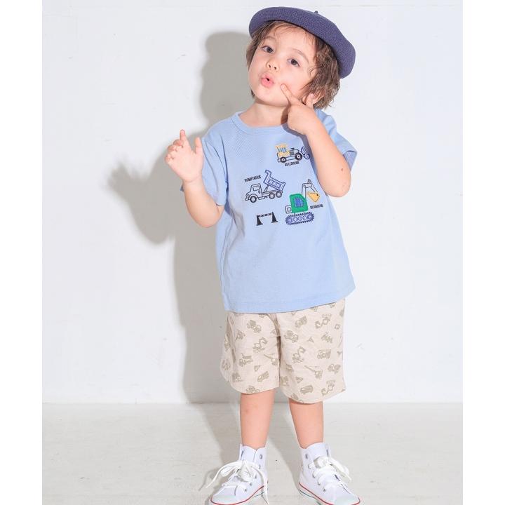 子供服 男の子 Tシャツ 春夏 半袖 子ども服 こども キッズ ベビー 綿100％ コットン カットソー ティーシャツ 働く車 刺繍 ワッペン むーのんのん moononnon｜moononnon｜05