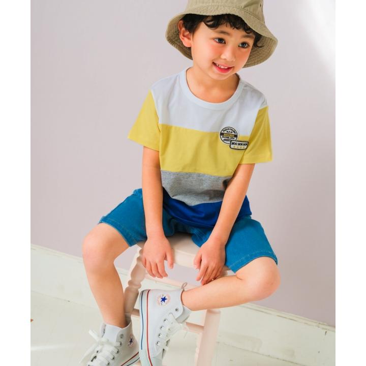 子供服 男の子 Tシャツ 春夏 半袖 子ども服 こども キッズ ジュニア 綿100％ コットン ロゴ ワッペン 色切り替え カラフル ティーシャツ むーのんのん moononnon｜moononnon｜04