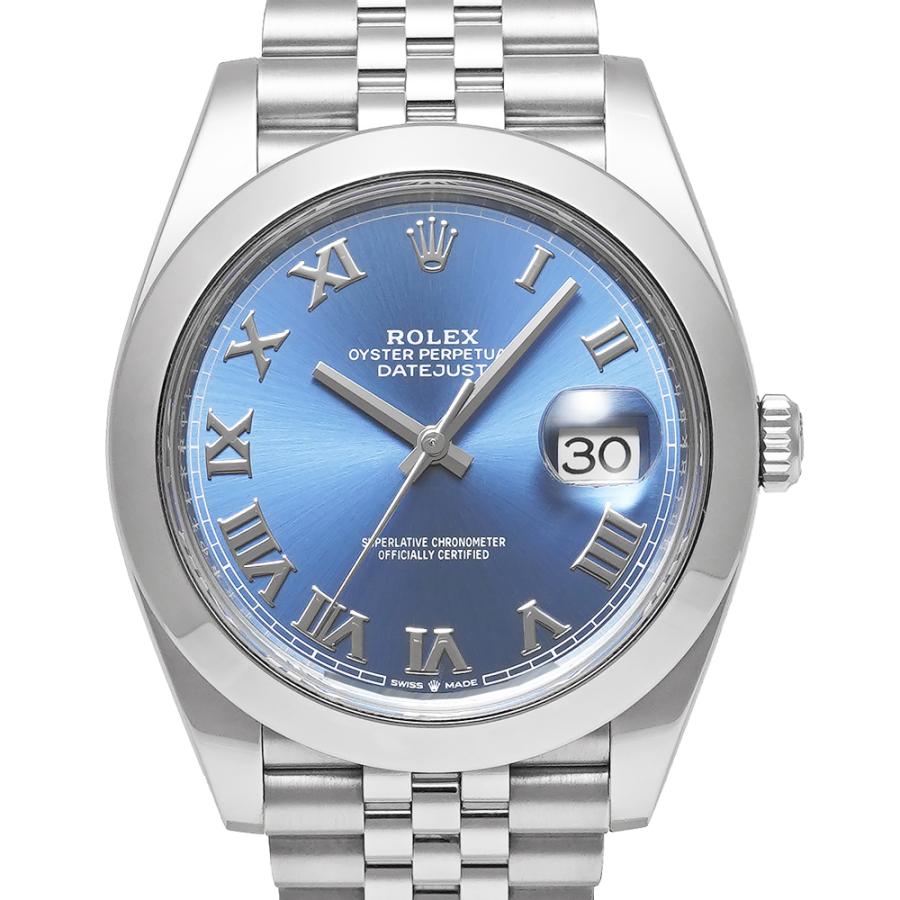 箱・2025年1月保証書付き ROLEX デイトジャスト 41 アズーロブルー ローマンインデックス Ref.126300 中古品 メンズ 腕時計 | ROLEX