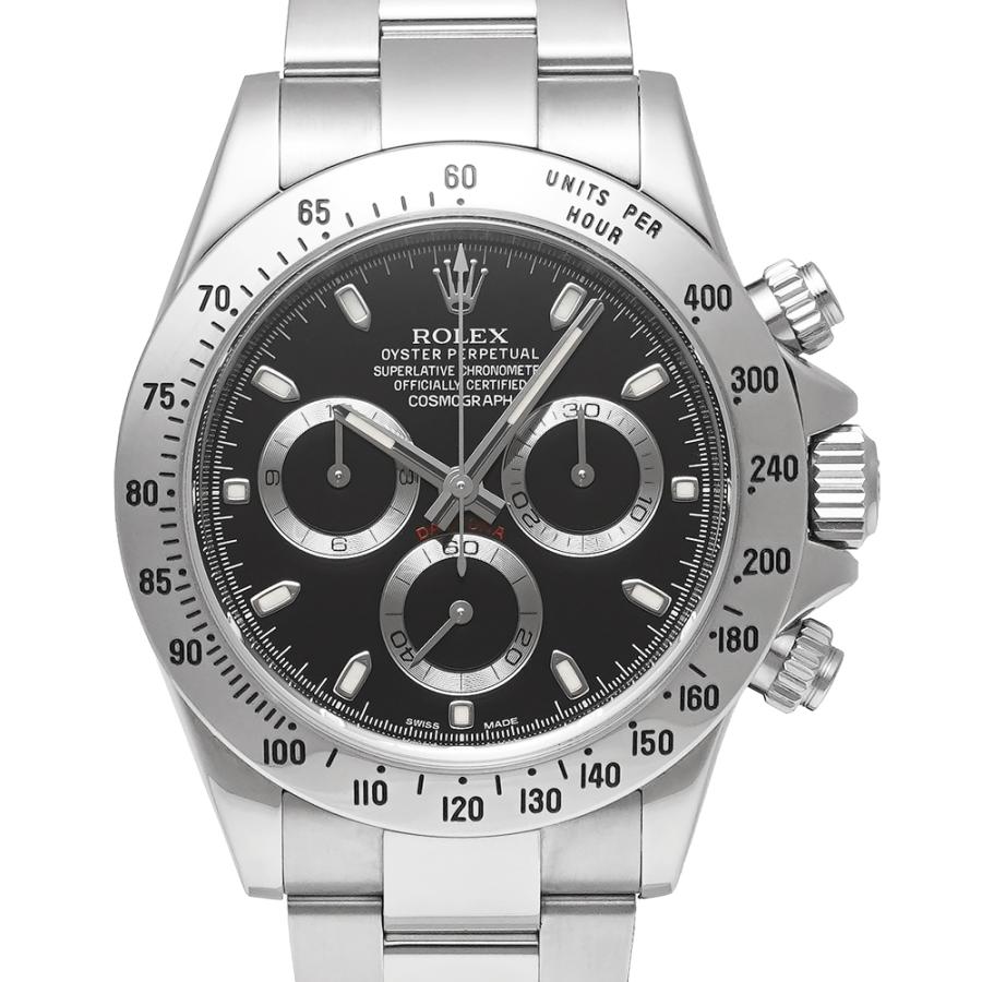 箱・保証書付き ROLEX デイトナ ブラック 梨地バックル Ref.116520 中古品 メンズ 腕時計 | ROLEX