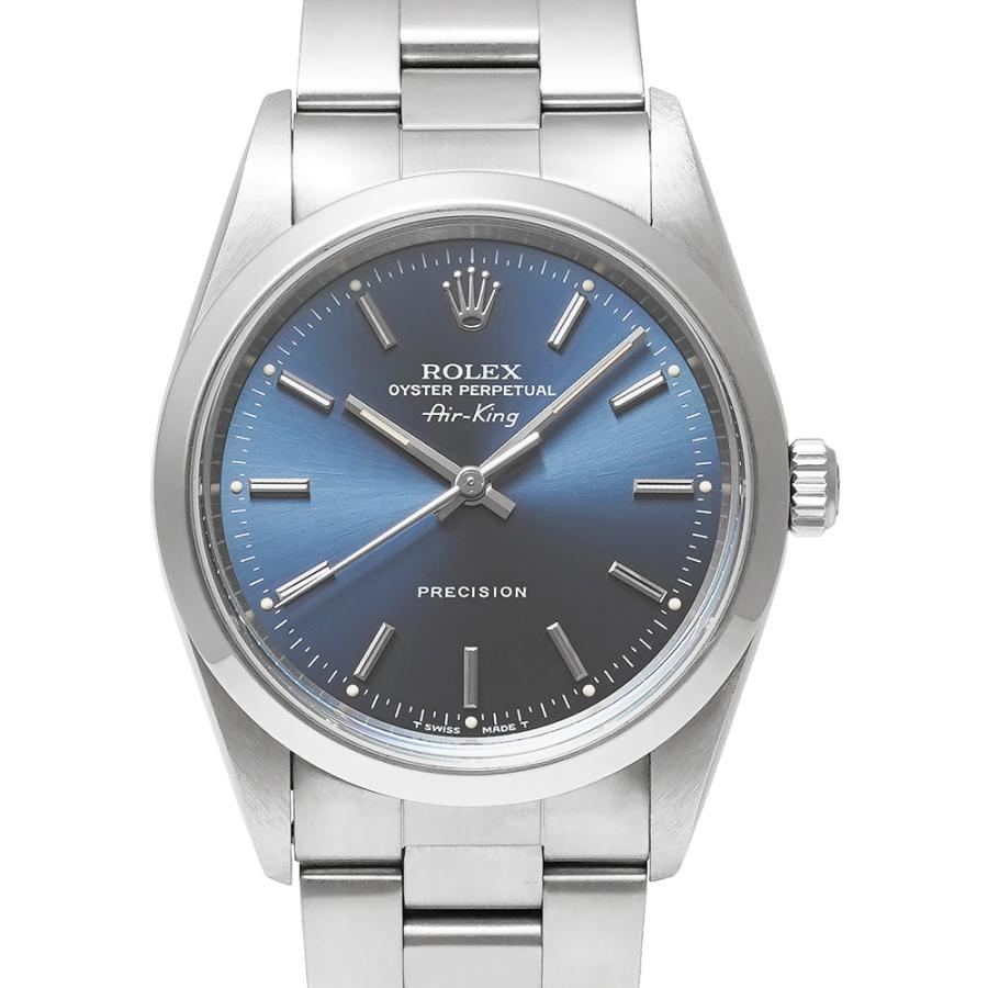 U番 内箱・1998年保証書付き ROLEX エアキング Ref.14000 ブルー 中古品 メンズ 腕時計 ROLEX（ロレックス） U番 内箱・1998年保証書付き エアキング Ref