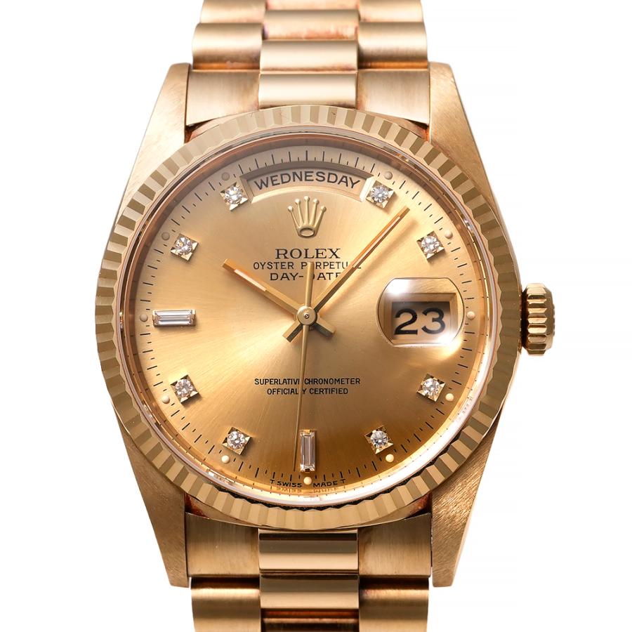 W番 内箱・1995年保証書付き ROLEX デイデイト ダイヤモンドインデックス Ref.18238A 中古品 シャンパンゴールド メンズ 腕時計 | ROLEX
