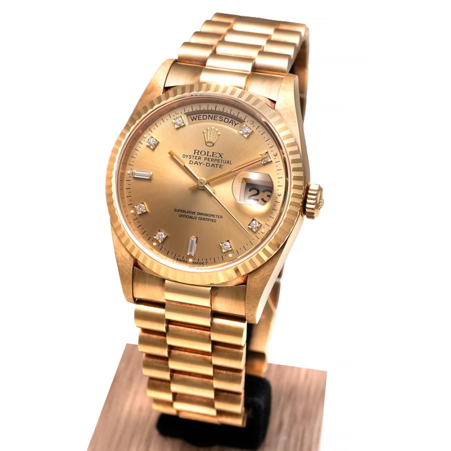 W番 内箱・1995年保証書付き ROLEX デイデイト ダイヤモンドインデックス Ref.18238A 中古品 シャンパンゴールド メンズ 腕時計 | ROLEX | 01