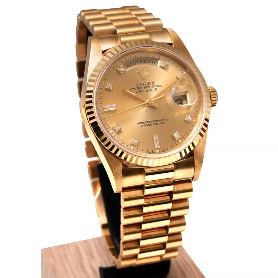 W番 内箱・1995年保証書付き ROLEX デイデイト ダイヤモンドインデックス Ref.18238A 中古品 シャンパンゴールド メンズ 腕時計 | ROLEX | 02