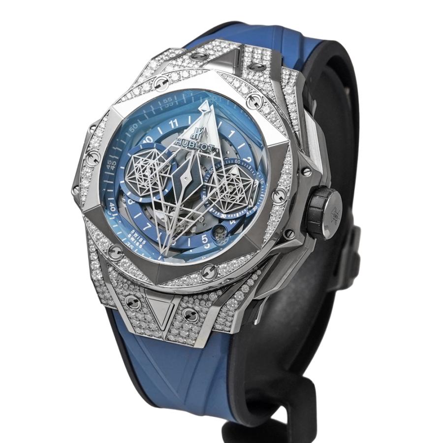 箱・e-warranty付き HUBLOT ビッグバン サンブルー２ チタニウムパヴェ Ref.418.NX.5107.RX.1604.MXM20 中古品 マットブルー メンズ 腕時計 | HUBLOT | 01