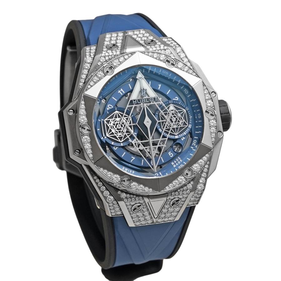 箱・e-warranty付き HUBLOT ビッグバン サンブルー２ チタニウムパヴェ Ref.418.NX.5107.RX.1604.MXM20 中古品 マットブルー メンズ 腕時計 | HUBLOT | 02