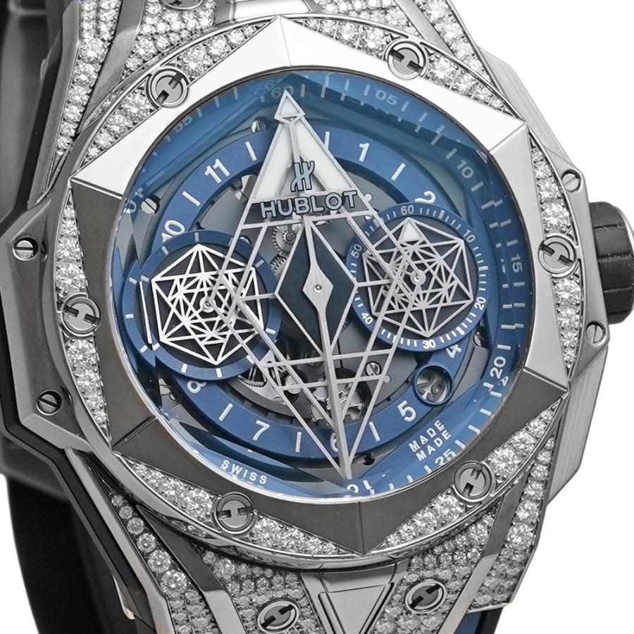箱・e-warranty付き HUBLOT ビッグバン サンブルー２ チタニウムパヴェ Ref.418.NX.5107.RX.1604.MXM20 中古品 マットブルー メンズ 腕時計 | HUBLOT | 06
