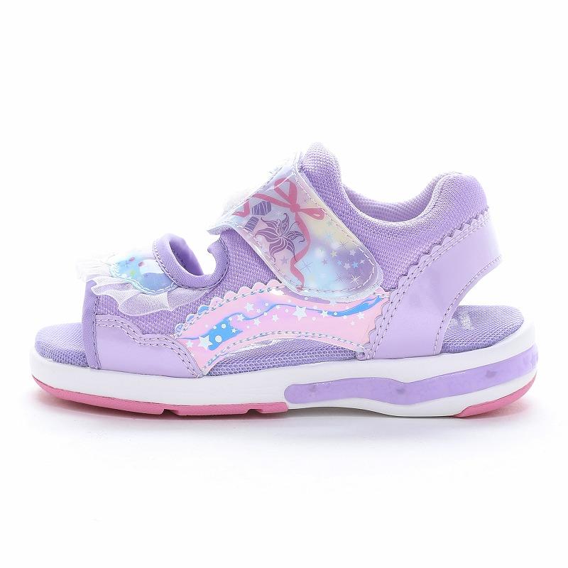 ディズニー プリンセス 塔の上のラプンツェル 光る サンダル 子供靴 キッズ サマー シューズ 女の子 Disney DN C1373LE パープル [2026年春夏新作] 3月26日発売の画像