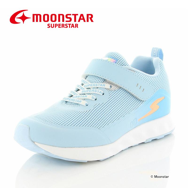 バネのチカラ ムーンスター スーパースター 子供靴 ジュニアスニーカー 女子 Ss J996 サックス Moonstar