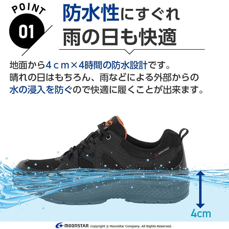 ムーンスター メンズ スニーカー 防水 幅広 4E ウォーキング シューズ 普段履き 運動靴 靴 黒 男性 通勤 履きやすい 歩きやすい 父の日 moonstar SPLT M196 百選の画像