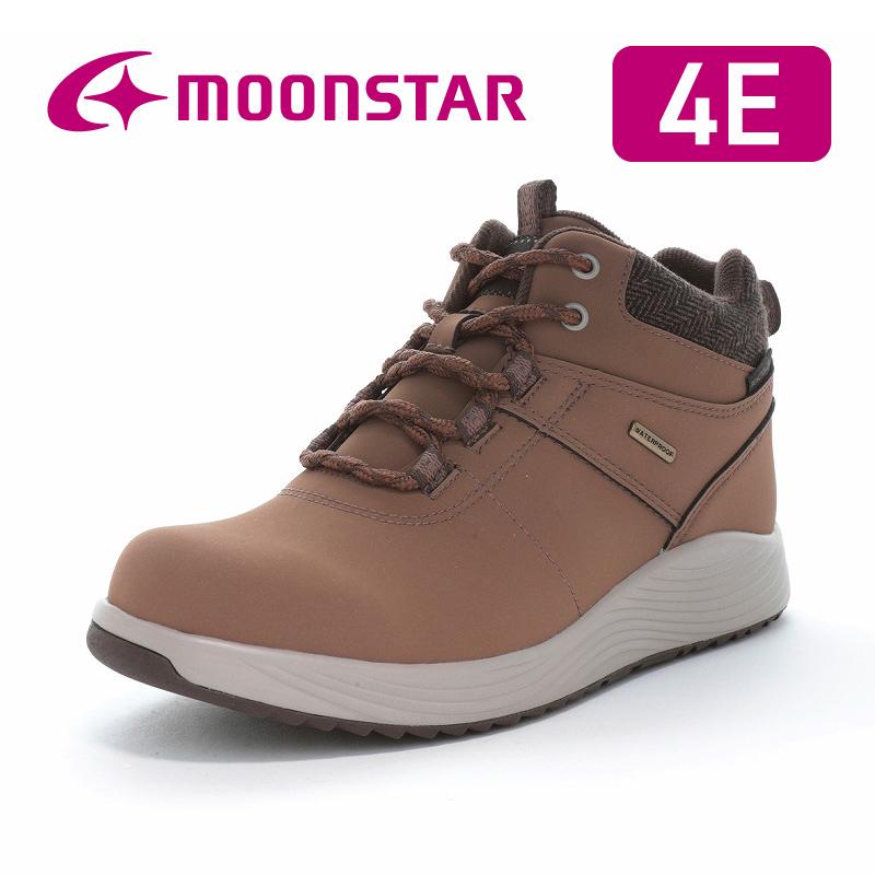 ★9月発売★ 秋冬新作★ 送料無料 ムーンスター レディース ウインター シューズ スニーカー SPLT FGL99 トープ 雪、凍りでも滑りにくい ハイカット ガラス防滑 防水 幅広 甲高 ワイド 通勤 通学 ファスナー ブラウン MoonStar（ムーンスター） スニーカー 防水 防滑 幅広 4E レディース