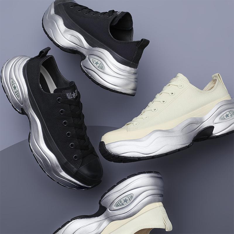 コンバース CONVERSE スニーカー メンズ レディース ローカット 厚底 オールスター (R) サージトレーナー MT OX エクリュ/メタリックシルバー ALL STAR ALL STAR コンバース CONVERSE スニーカー メンズ レディース