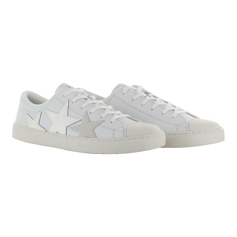コンバース CONVERSE スニーカー メンズ レディース 本革 オールスター クップ トリオスター OX スノーホワイト ALL STAR COUPE TRIOSTAR シューズ 靴 白の画像