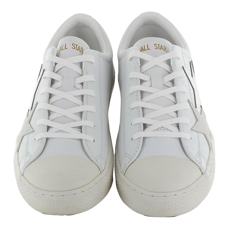 コンバース CONVERSE スニーカー メンズ レディース 本革 オールスター クップ トリオスター OX スノーホワイト ALL STAR COUPE TRIOSTAR シューズ 靴 白の画像